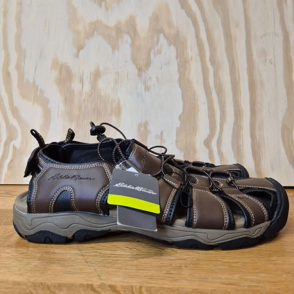 Eddie Bauer Troy Men's 13 Brown Leather Closed Toe Hiking Sport Sandals NWT